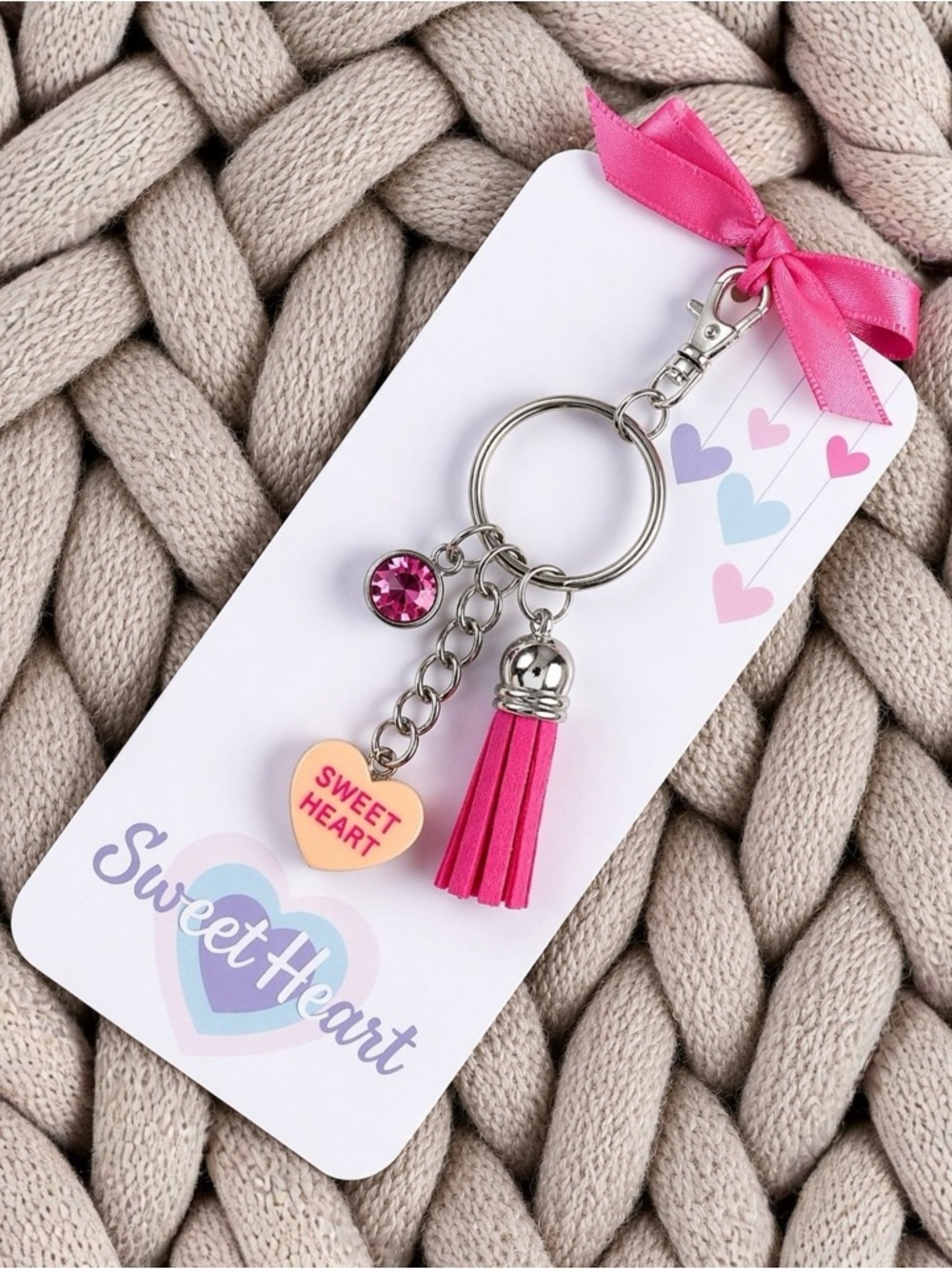 New Handmade Pink “Sweet Heart” Keychain (Version 1) - Picture 3 of 3